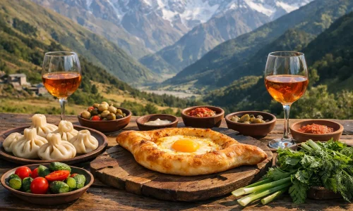 Géorgie : idées pour un voyage entre montagnes, vin et cuisine : photo de couverture pour illustrer cet article
