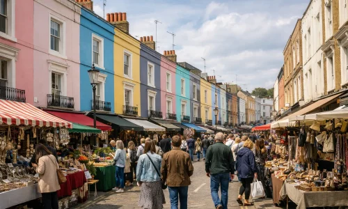 Notting Hill et Portobello Road : quand y aller et quoi regarder : photo de couverture pour illustrer cet article