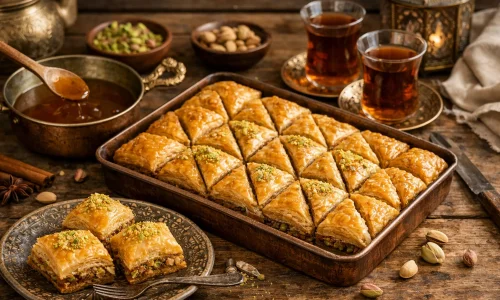 Baklava maison : recette complète avec sirop et découpe propre : photo de couverture pour illustrer cet article