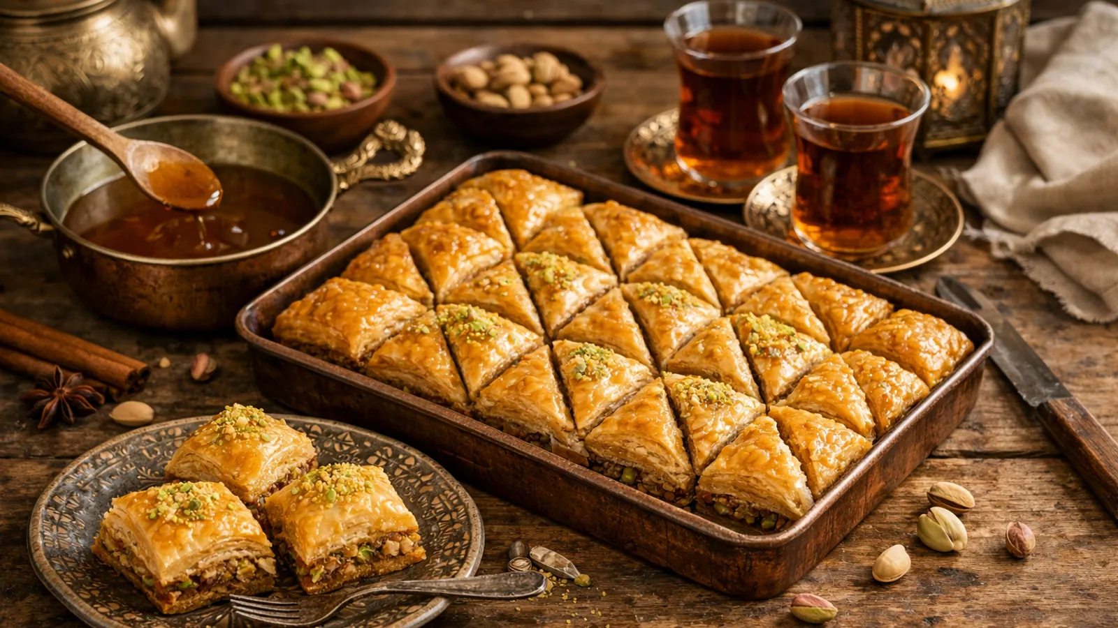 Baklava maison : recette complète avec sirop et découpe propre : photo de couverture pour illustrer cet article