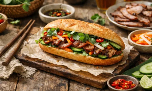 Banh mi vietnamien : recette complète pour un sandwich parfumé maison : photo de couverture pour illustrer cet article
