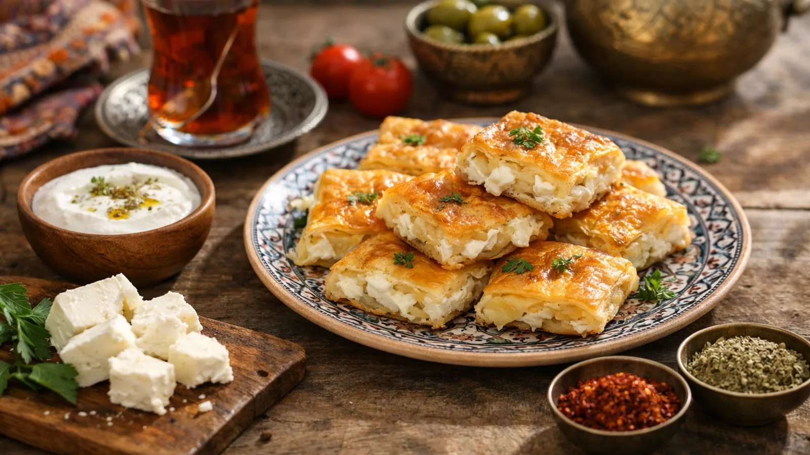 Börek turc : recette au fromage et pâte filo : photo de couverture pour illustrer cet article