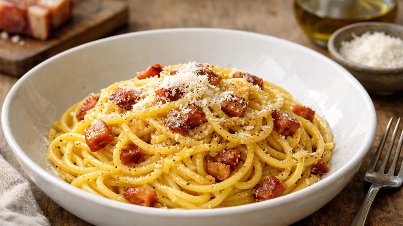 Pâtes carbonara : la recette claire et les erreurs à éviter : photo de couverture pour illustrer cet article