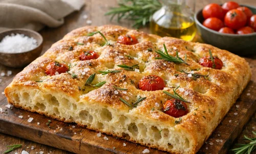 Focaccia maison : recette simple, temps de pousse et garnitures : photo de couverture pour illustrer cet article