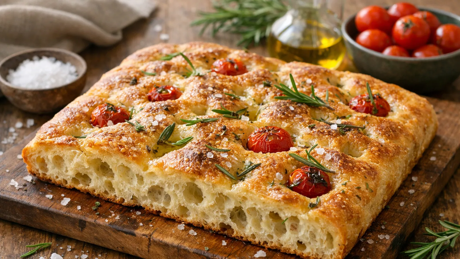 Focaccia maison : recette simple, temps de pousse et garnitures : photo de couverture pour illustrer cet article
