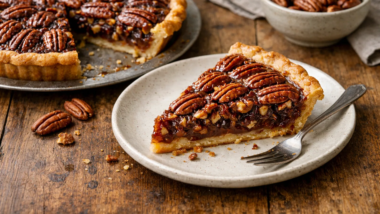 Pecan pie : tarte américaine aux noix de pécan : photo de couverture pour illustrer cet article