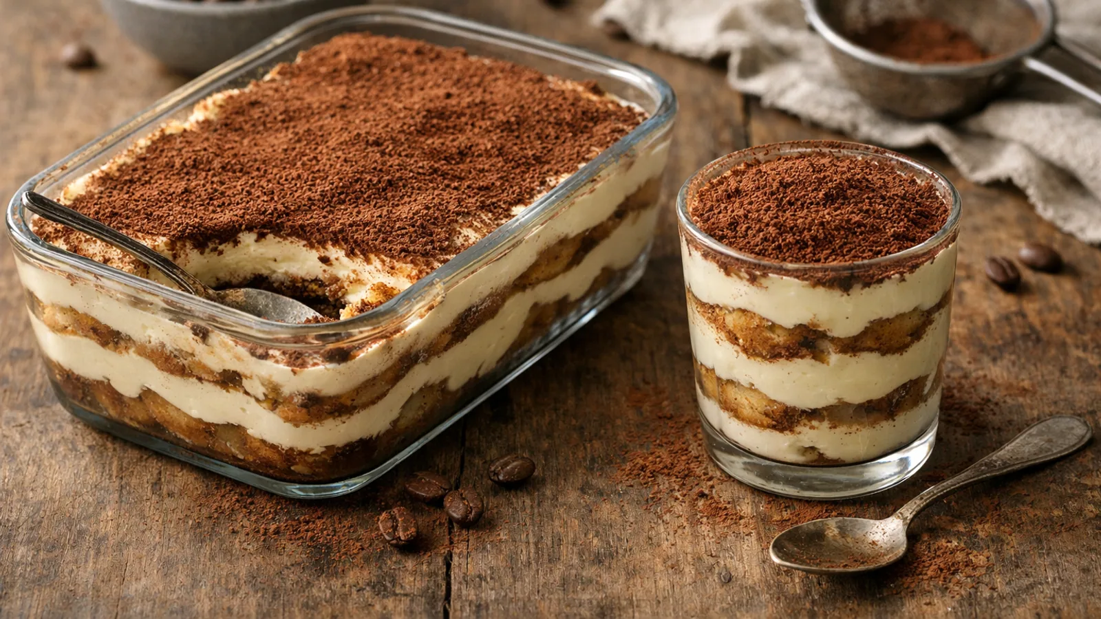 Tiramisu classique : recette complète et montage propre : photo de couverture pour illustrer cet article