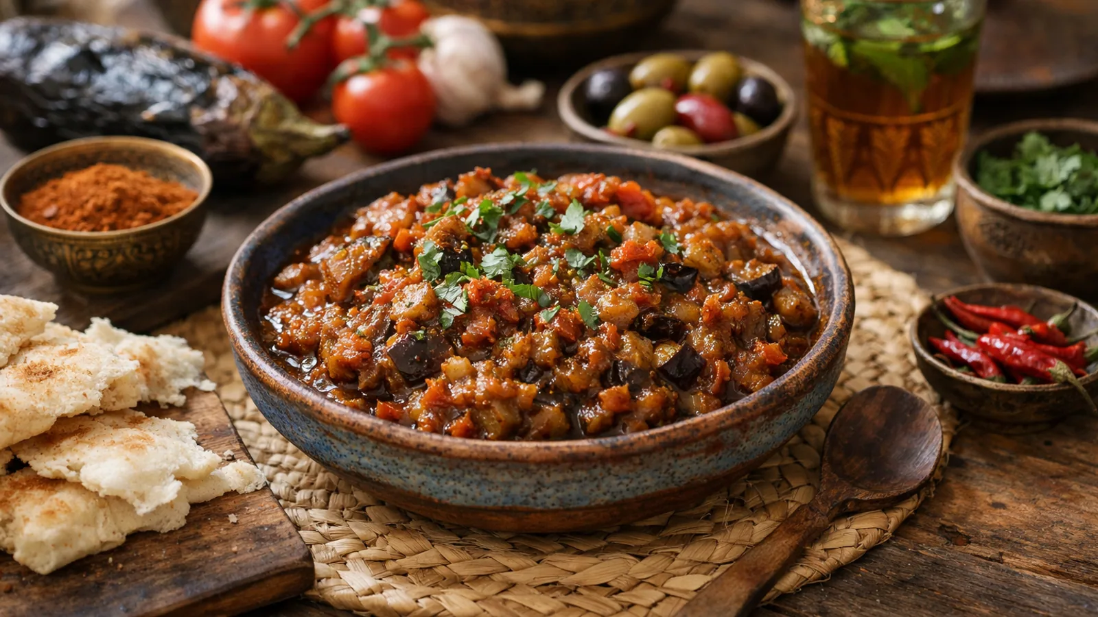 Zaalouk marocain : recette d'aubergines épicées : photo de couverture pour illustrer cet article